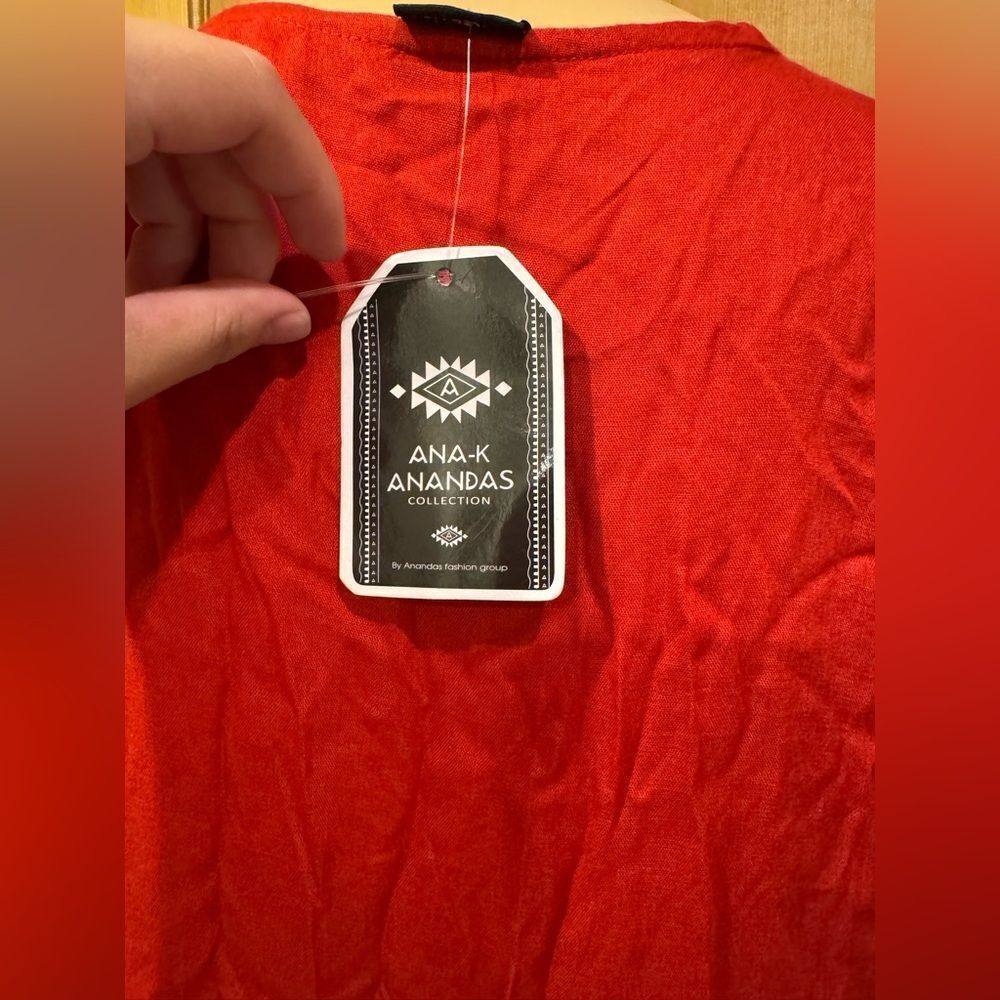 Ana K Ananda’s Collection Red Rayon Deep V-Neck B… - image 5